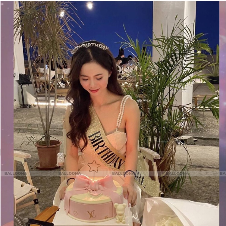 Dải Băng Đeo Chéo Trang Trí Sinh Nhật Hoa Hậu Dây Vải Đeo Vai Happy Birthday
