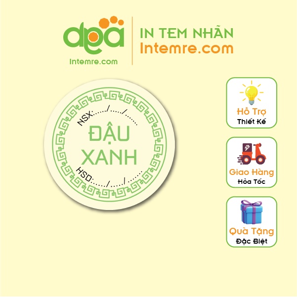 100 Tem Nhãn Giấy Decal Dán Intemre.com Bánh Trung Thu Hình Tròn 3cm - Mẫu 8