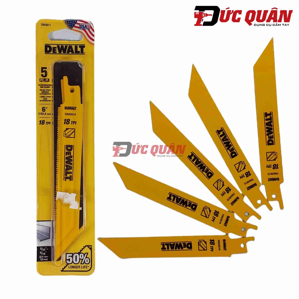 Chia sẻ Lưỡi cưa kiếm cắt kim loại 6in-152.4mm-18TPI DEWALT DW8411 ( 1 cái )