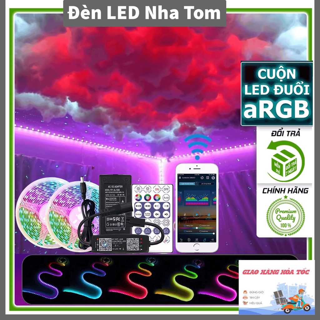 Đèn Dây Led TikTok Đuổi ARGB Và Led RGB Điều Khiển Bằng Điện Thoại, Nháy Theo Nhạc, Cảm Biến Âm Thanh