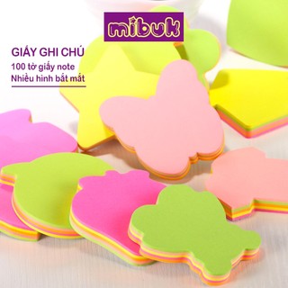Giấy note cute 100 tờ giấy ghi chú 5 màu neon
