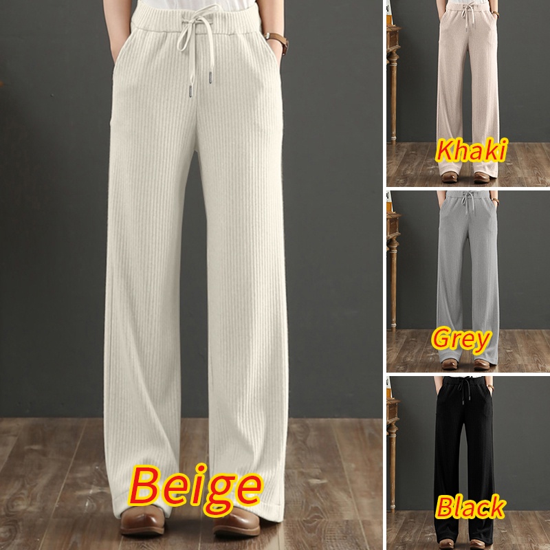 Quần dài ZANZEA dây rút dáng rộng thời trang cho nữ