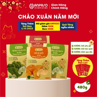 Combo Mix 4 Vị Mì Ăn Dặm Organic Anpaso 480g Rau Củ Hữu Cơ