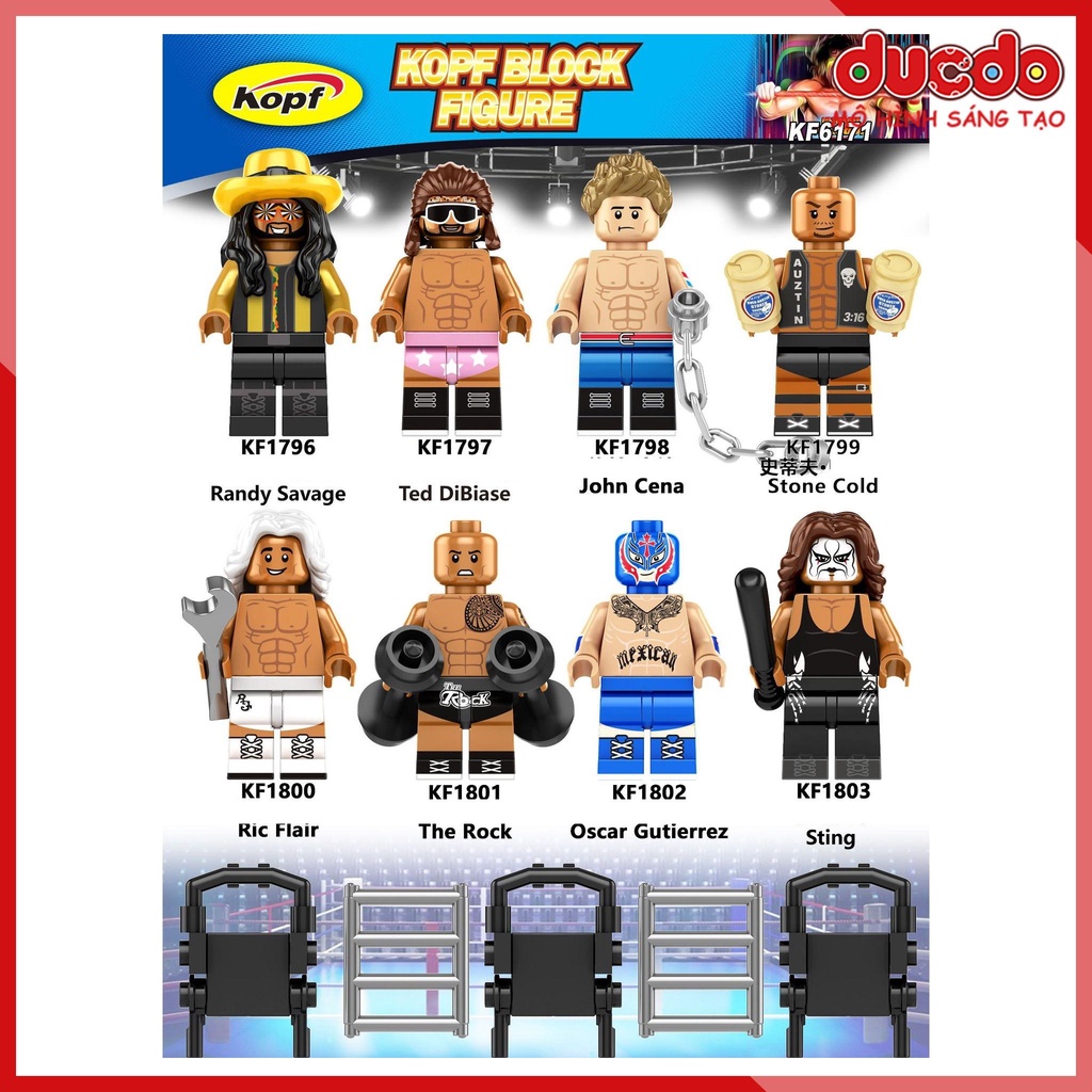 Minifigures các nhân vật đô vật Mỹ WWE - Đồ chơi Lắp ghép Xếp hình Mini Mô hình Wrestling Kopf KF6171