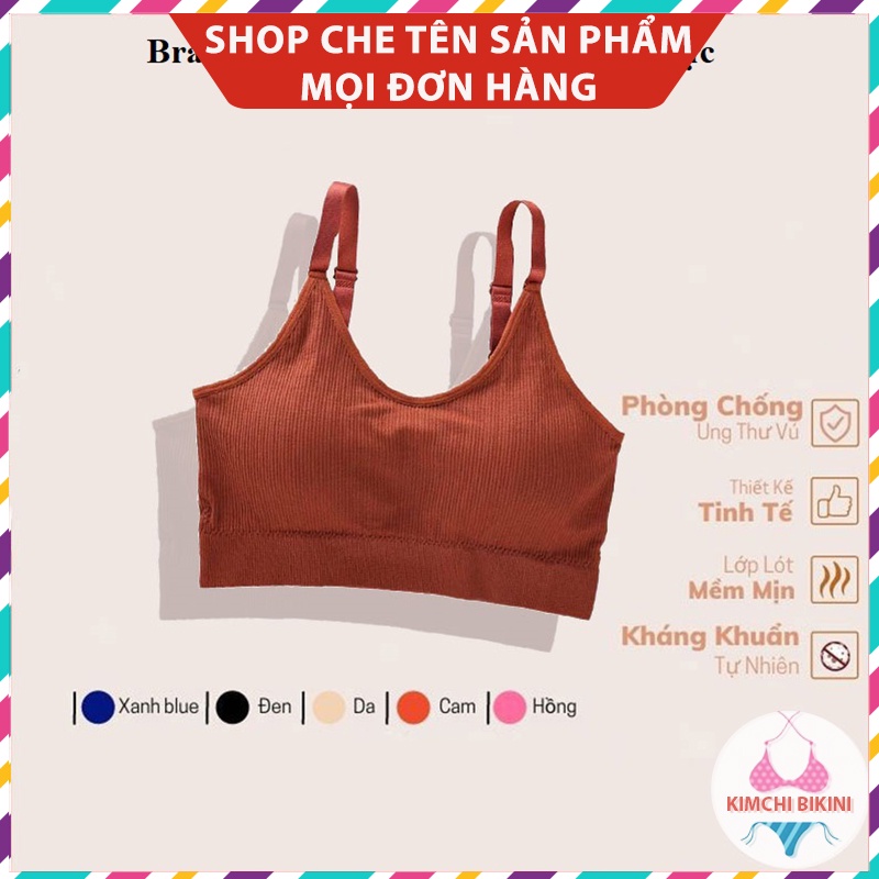 Áo bra 2 dây sẵn đệm đẩy ngực KIMCHIBIKINI Áo nót nữ cotton hàng xuất nhật AL002