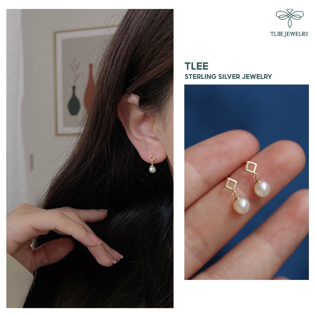 Khuyên tai bạc nữ TLEE LiLY gắn ngọc trai nhân tạo nữ tính TleeJewelry B0107