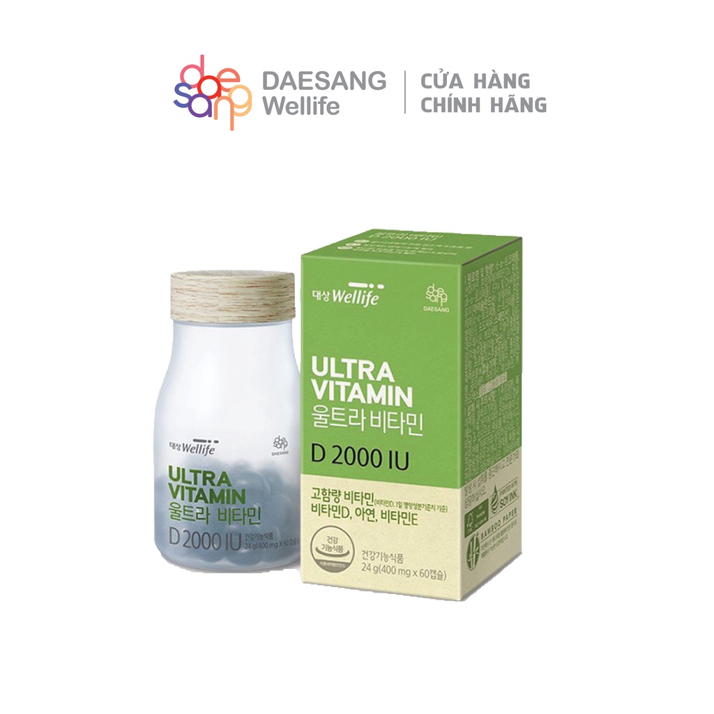 Viên uống Vitamin D DAESANG WELLIFE Vitamin D 2000IU hộp 60 viên