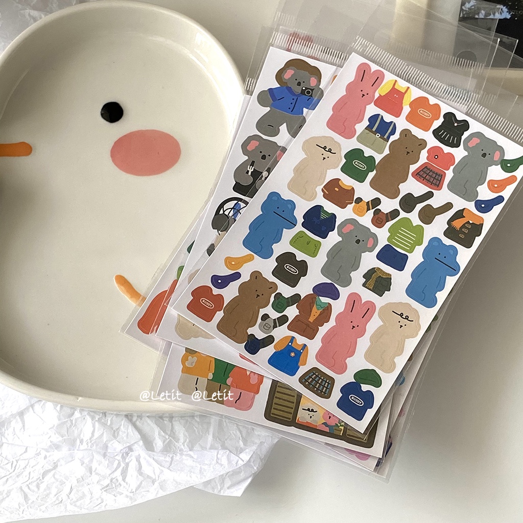 Miếng Dán Họa Tiết Động Vật Hoạt Hình Phong Cách Hàn Quốc Độc Đáo DIY