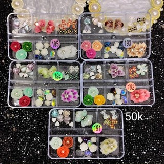 Set Charm Mix Hoa Bột Phụ Kiện Trang Trí Móng