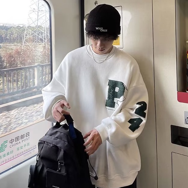 Áo Sweater Thể Thao Cổ Tròn Dáng Rộng Thêu Chữ Phong Cách Hip Hop Thời Trang Mùa Thu Mới 2022 Cho Nam Cỡ M-5XL