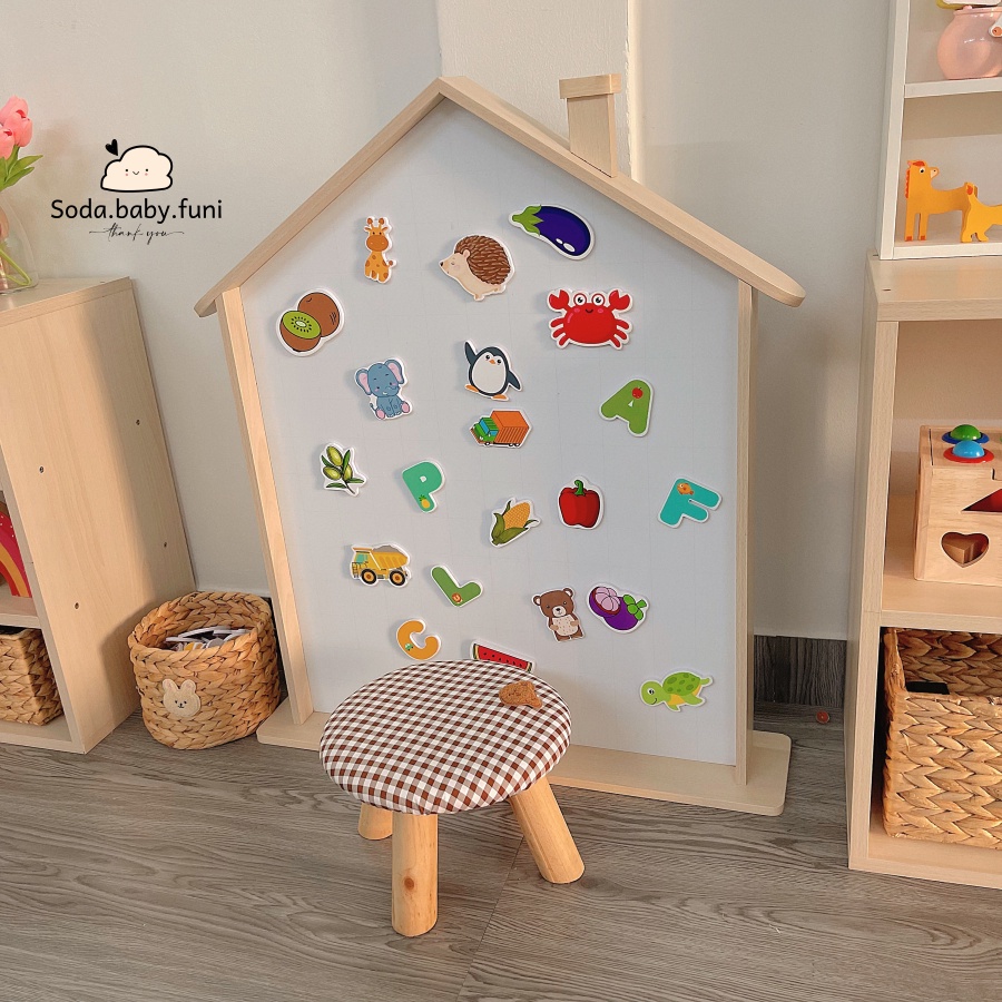 60x80cm Bảng vẽ từ tính, bảng từ cho con học vẽ - viết, đếm số, bảng viết phấn, nam châm, sticker bảng từ