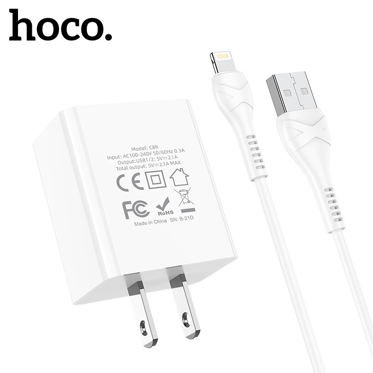 Bộ sạc Hoco C89 2.1A hỗ trợ dòng 10.5W dành cho iphone