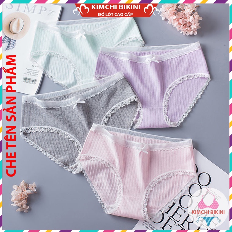 nội y nữ viền ren phối lưới siêu cute KIMCHIBIKINI quần xip nữ thoáng mát mềm mại dễ thương QL085