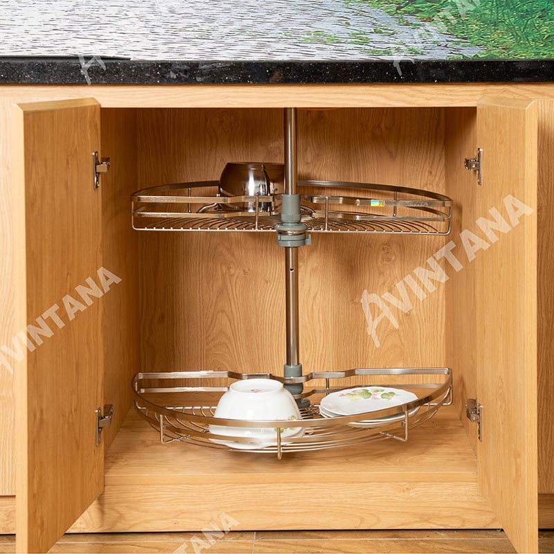 Phụ kiện tủ bếp, Mâm xoay toàn phần nan dẹt inox 304 điện hoá Avintana  AMX360