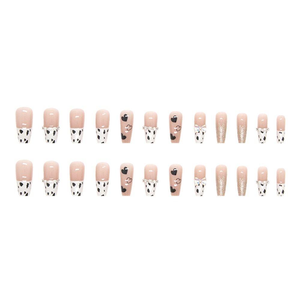 Set 24 Móng Tay Giả Phủ Toàn Diện Màu Nâu Phong Cách Pháp