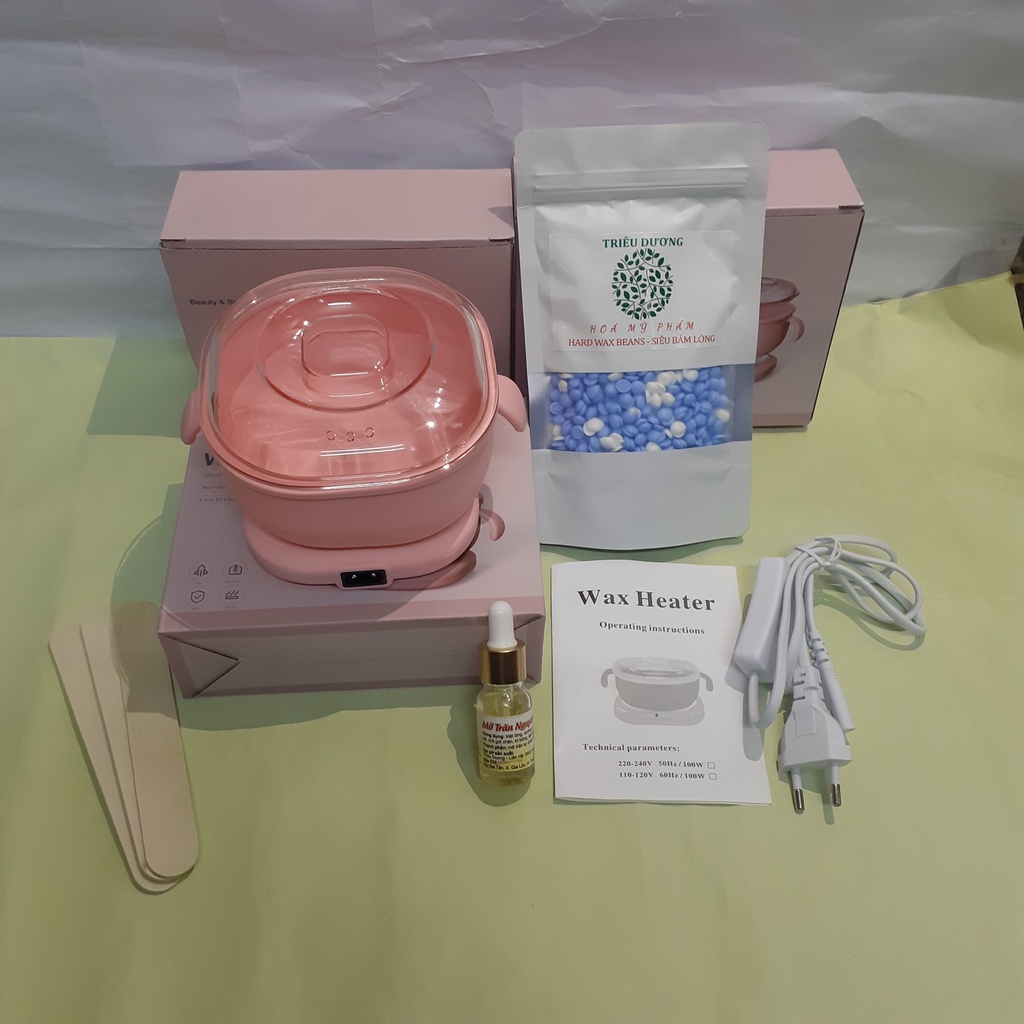 Tặng 4 món quà nhỏ Set nồi sáp silicon chống dính + 100gr sáp wax siêu bám lông + mỡ trăn 10ml, tiện lợi du lịch