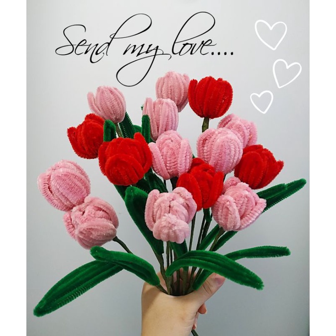 Hoa Tulip | Hoa hướng Dương dễ thương handmade| Hoa kẽm nhung