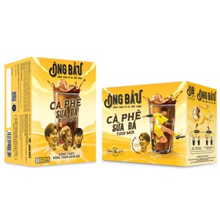 Hộp 10 Gói 24g Cà Phê Sữa Đá Ông Bầu Hộp Vàng Cà Phê Ông Bầu 240g PKPH
