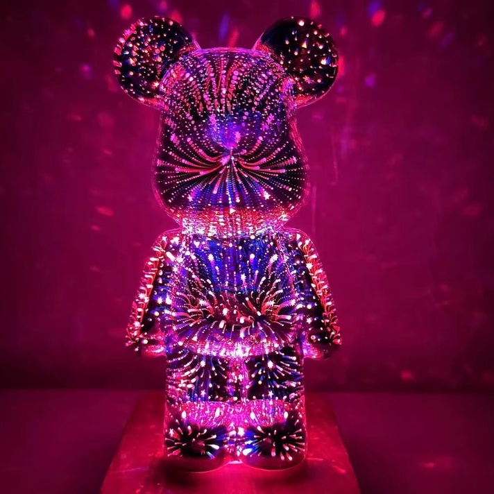 Đèn Để Bàn Acrylic Ba màu chuyển đổi Hình Gấu dễ thương Nhiều Màu Sắc