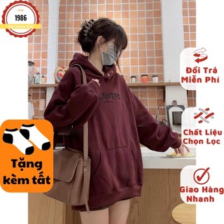 Áo hoodie nữ đỏ mận deli, áo nỉ mũ rộng dài tay hot nhất mùa đông 2022 - áo sweater nữ 1968 fashion store