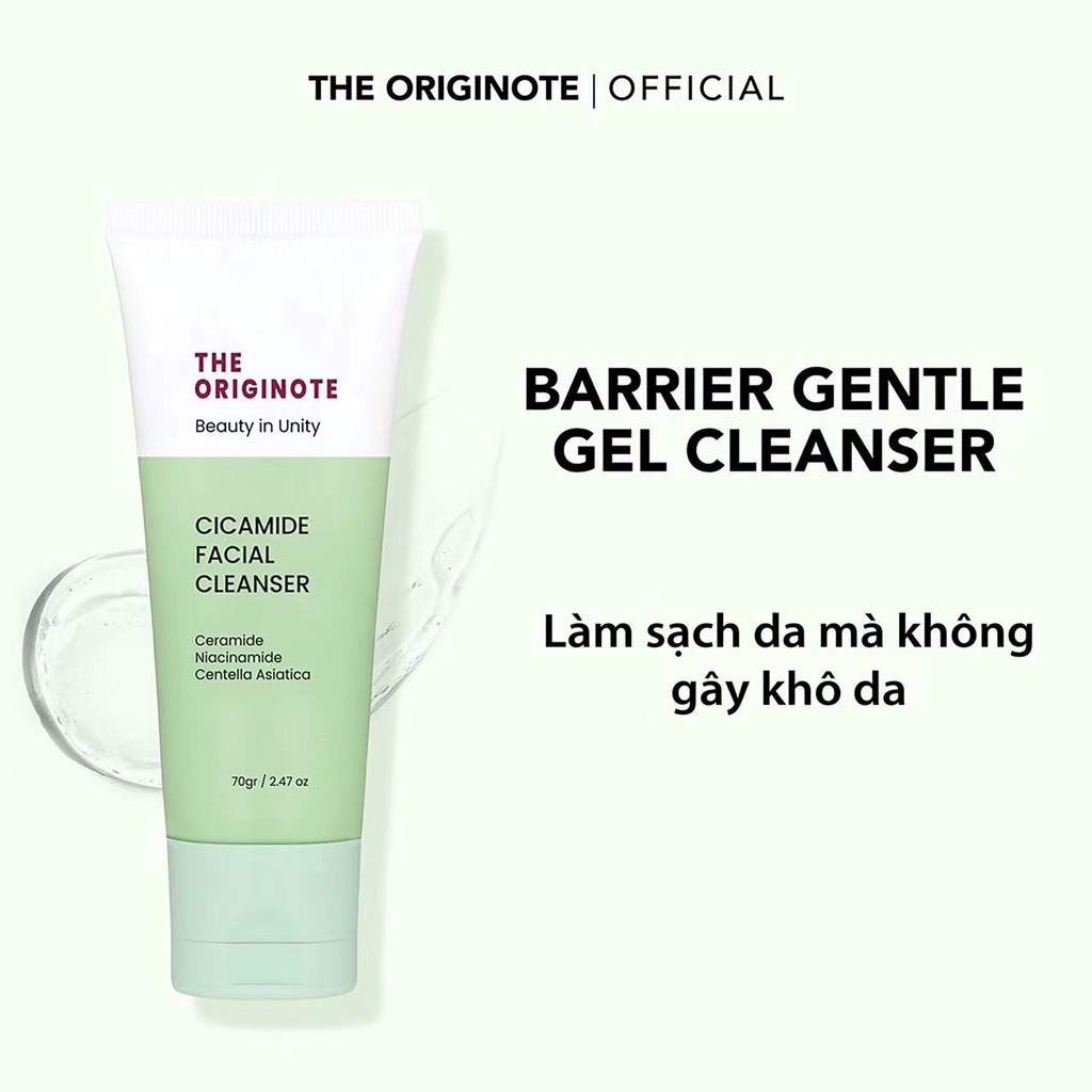 Sữa rửa mặt sáng da với Ceramide Niacinamide và chiết xuất rau má -  Cicamide Facial Cleanser The Originote 70gr