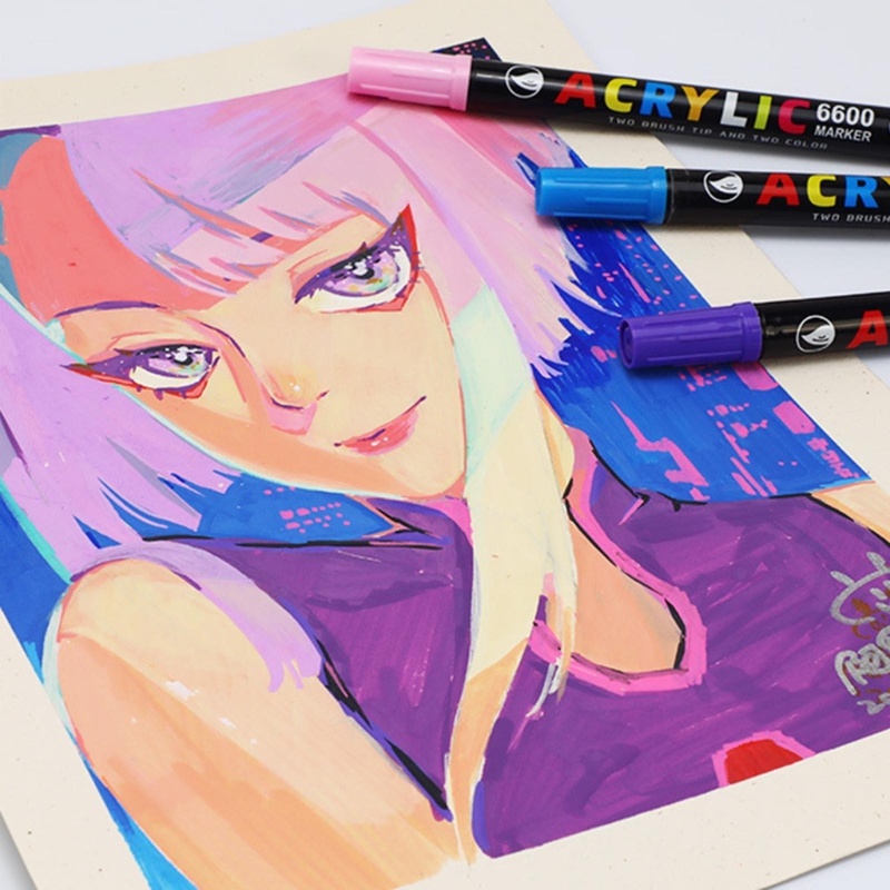 Wer Set 18 Bút Đánh Dấu acrylic Hai Đầu 36 Màu Nghệ Thuật Dành Cho album Ảnh diy