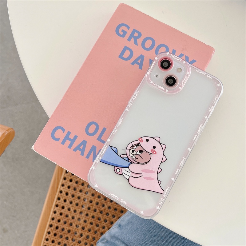 Ốp Điện Thoại Trong Suốt Chống Sốc In Hình Mèo Và Chuột Dễ Thương Cho iPhone 14 / 13 / 12 / 11 / X / 8 / 7P