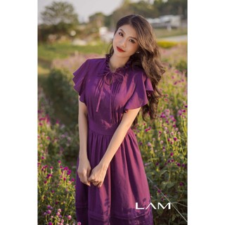 Đầm Linen Cổ nơ Tay cánh tiên Emma LAM22D34