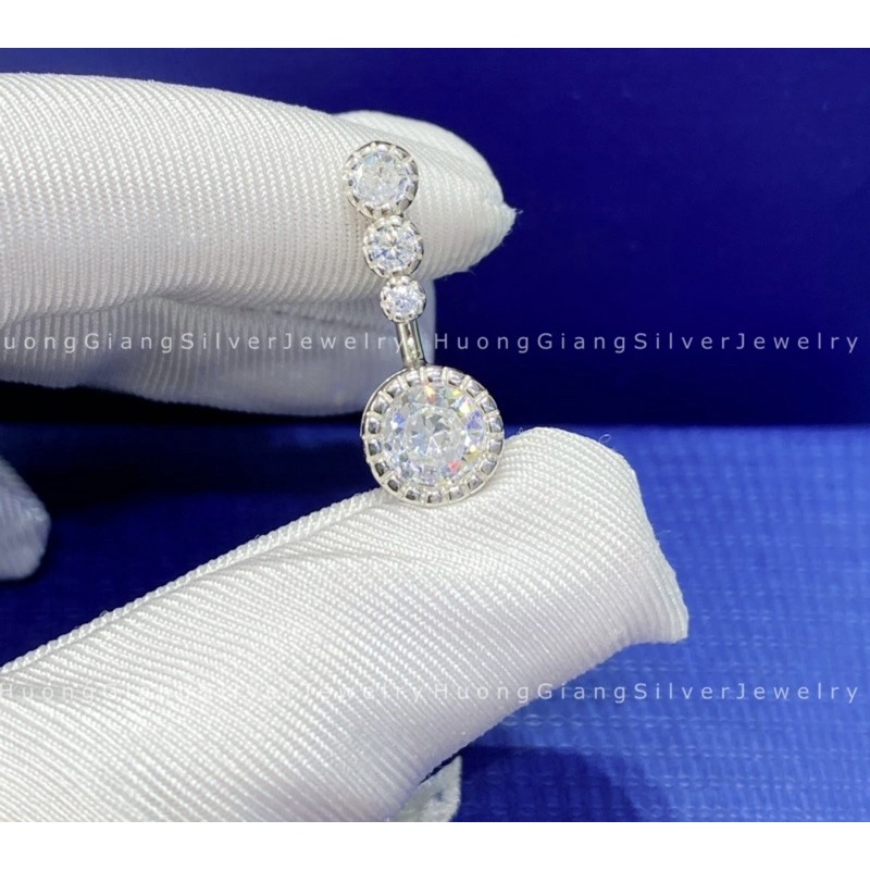 Khuyên rốn bạc 8mm bạc s925 xi kim  - HuongGiang.Silver