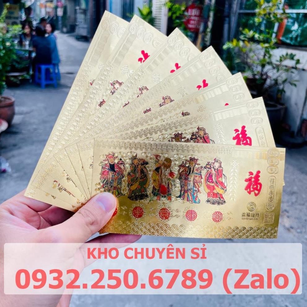 XẤP 100 TỜ Tiền Ngũ Phúc Lâm Môn Phong Thủy Tài Lộc May Mắn - Chất Liệu Nhựa Plastic Vàng Tết 2023