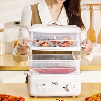 Nồi hấp điện 2-3 tầng đa năng, dung tích 10-15L, công suất 800W Mokapick