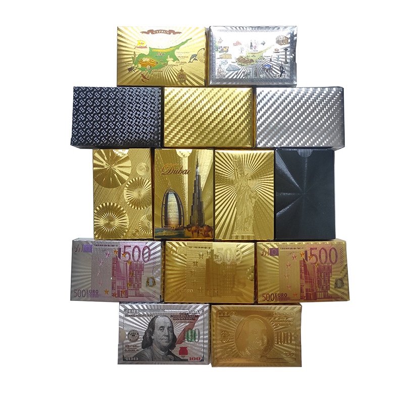 BN 26 , Bộ bài tây nhựa mã màu vàng và bạc hàng cao cấp chống nước 100% Plastic