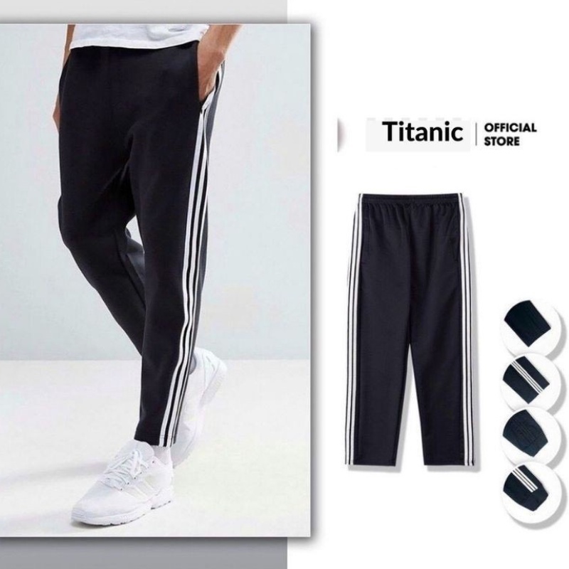 Quần dài nỉ 3 sọc chất vải poly phong cách unisex