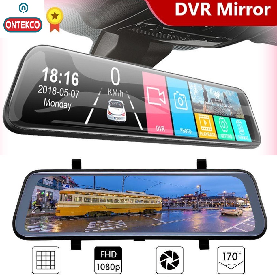 Camera hành trình ốp Gương ONTEKCO KG10 , Màn hình 10 Inch Cảm ứng đa điểm - Bảo hành 12 Tháng Độ phân giải