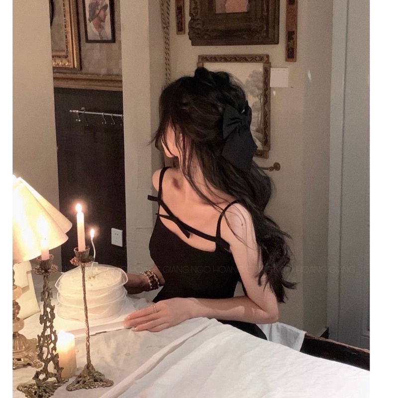 Đầm V23- Đầm đinh nơ trước ngực