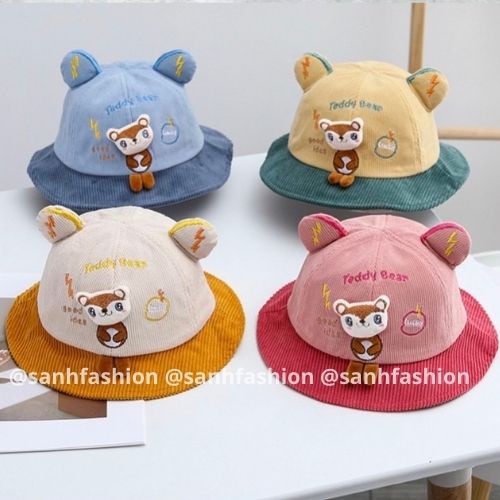 [Bé 6tháng-4tuổi] MŨ VÀNH TEDDYBEAR VÁ 2 MÀU CHO BÉ TRAI,GÁI_sanhfashion