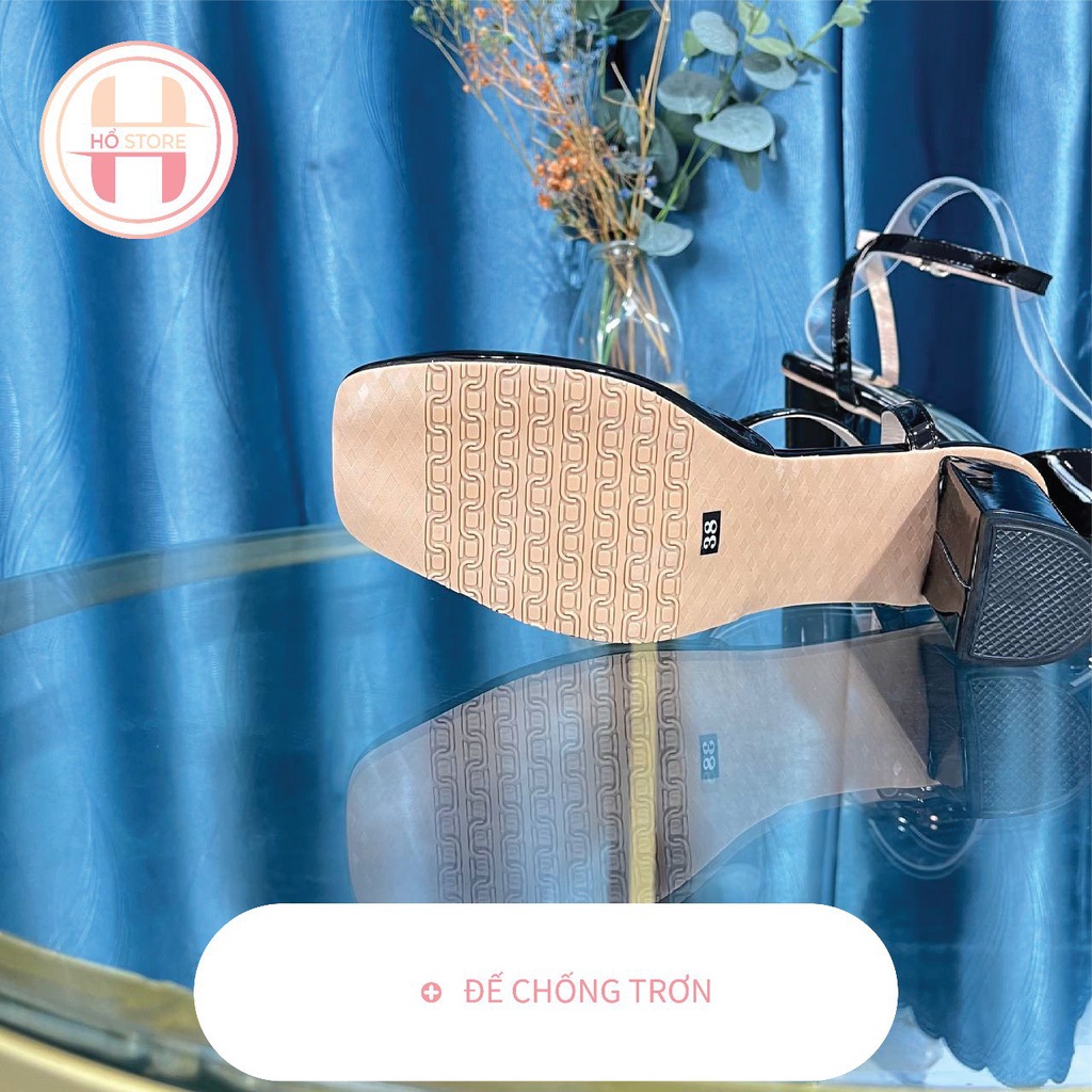 Giày sục nữ LUZI cao gót mũi vuông khóa vuông thời trang cao cấp gót vuông cao 7cm [M70]