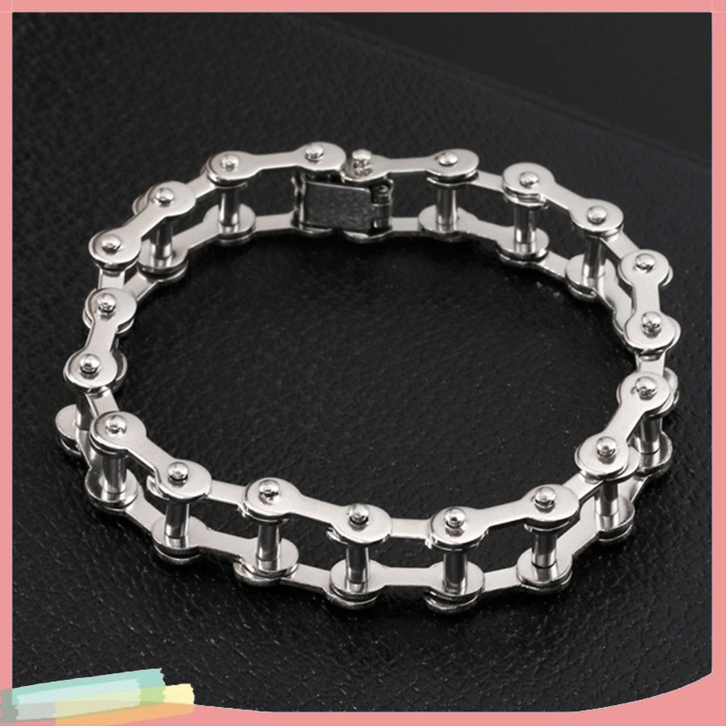 Vòng đeo tay bằng thép không gỉ màu trơn trang trí dây xích xe máy độc đáo