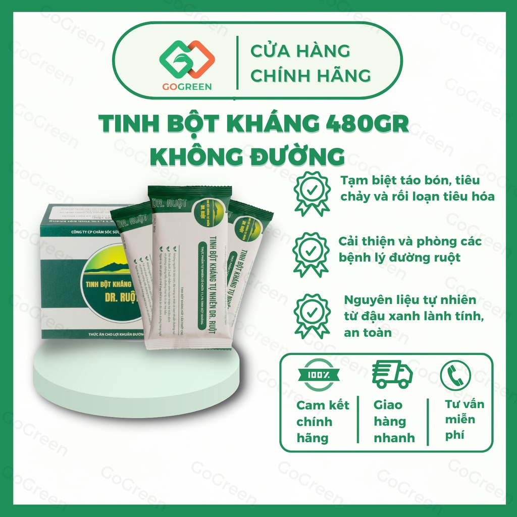Tinh Bột Kháng Tự Nhiên Dr Ruột - Thoát Đại Tràng, Táo Bón, Nuôi Dưỡng Lợi Khuẩn, Thải Độc Ruột Hộp 480gr Không Đường