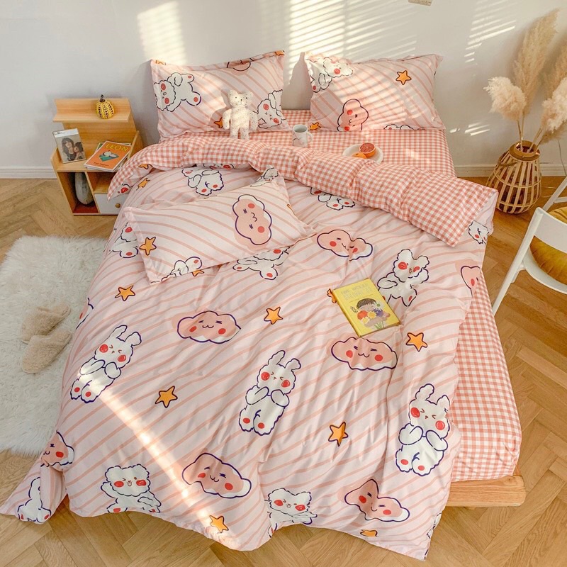 Bộ chăn ga cotton poly cà rốt cam