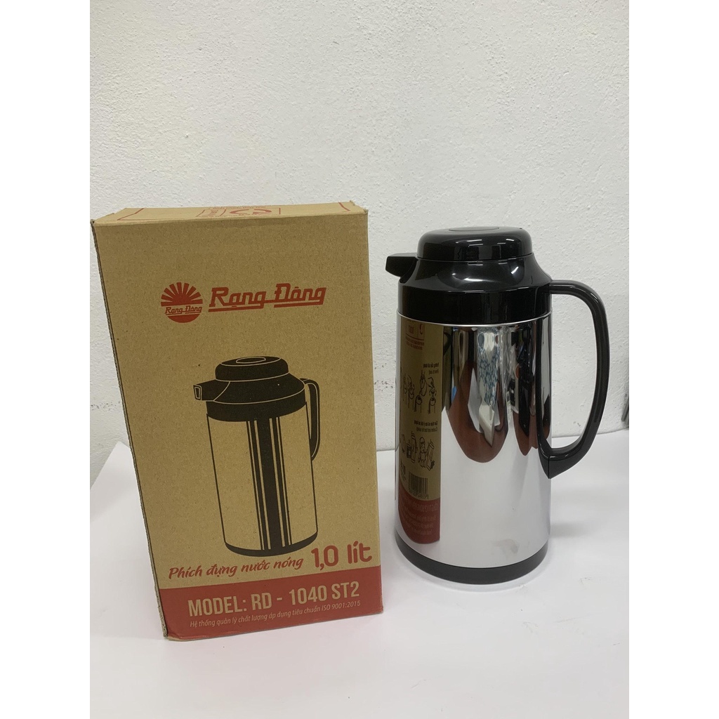 Phích nước Rạng Đông 1 lít vỏ Inox, giữ nhiệt nóng lạnh, pha trà thảo mộc, Model: RD-1040 ST2