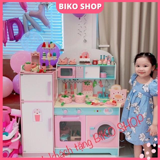 Đồ chơi bếp bằng gỗ màu hồng 101cm cho bé - Đồ chơi gỗ cho bé - Biko Shop