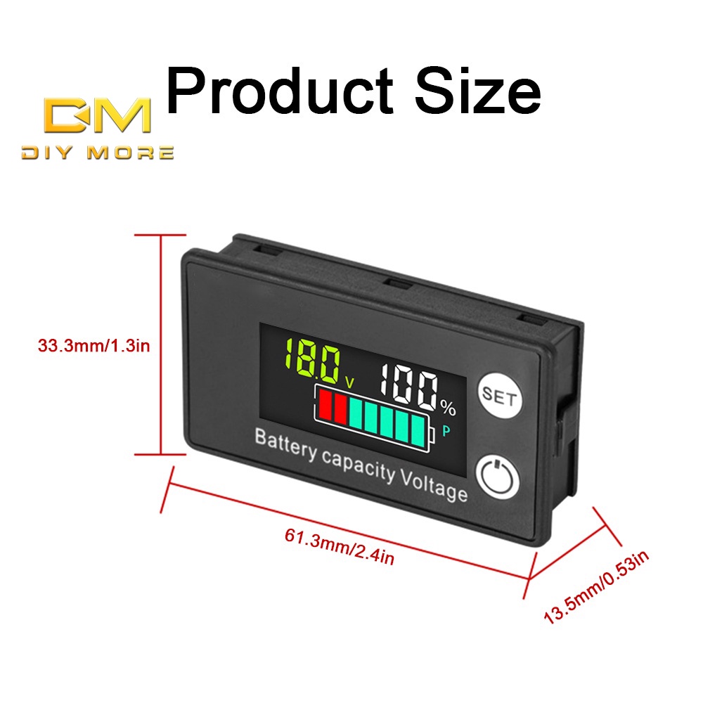 Vôn kế điện tử DIYMORE 6133A LCD hai dây 8V-100V tiện dụng