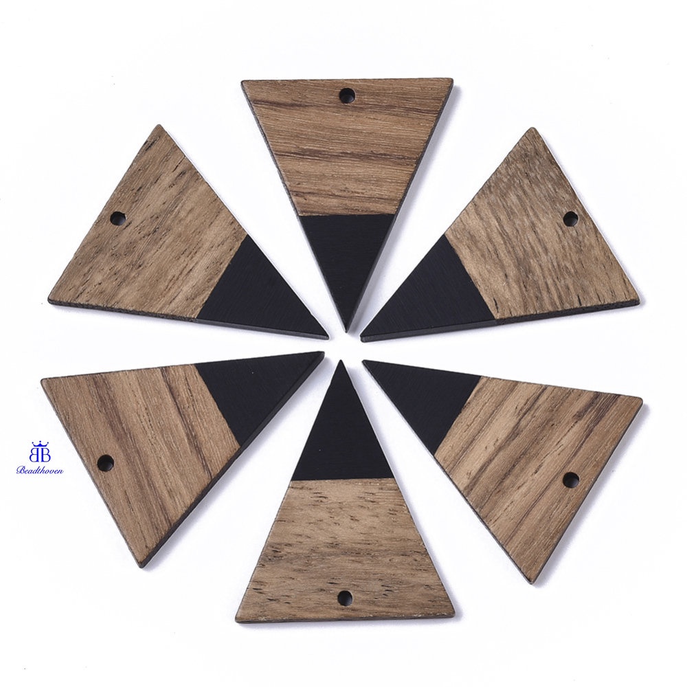 2 Mặt Dây Chuyền Hình Tam Giác Bằng Gỗ Óc Chó Màu Đen 37.5x31x3mm: 1.8mm