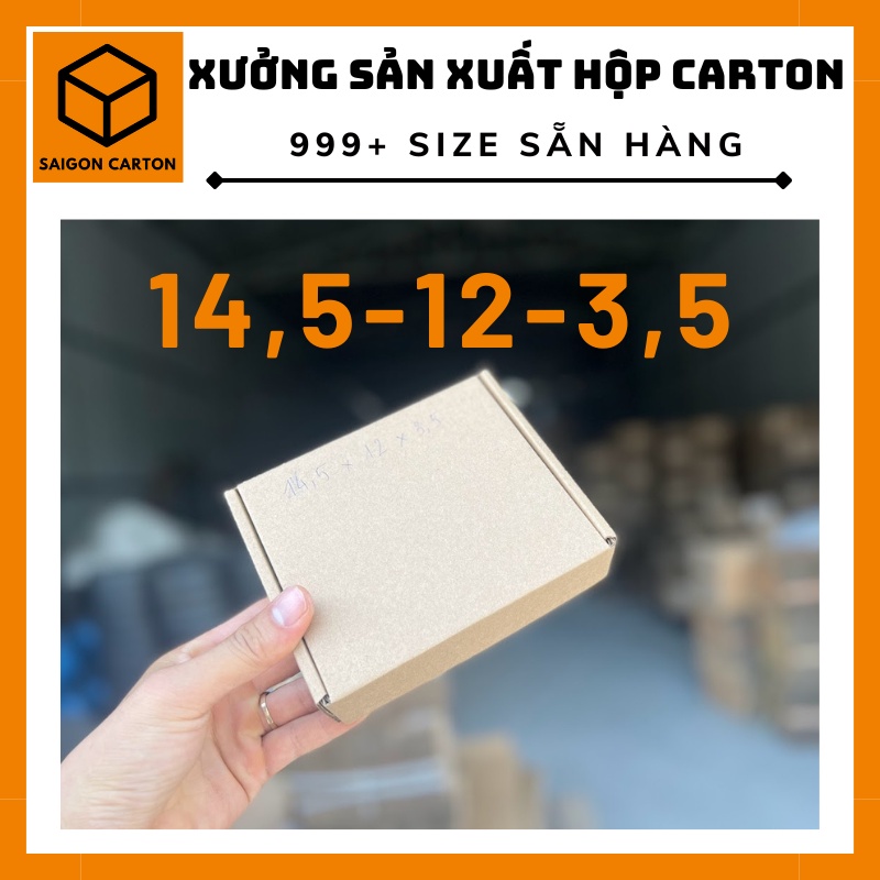 50 Hộp carton 14.5x12x3.5 nắp cài, nắp gài, âm dương liền thân