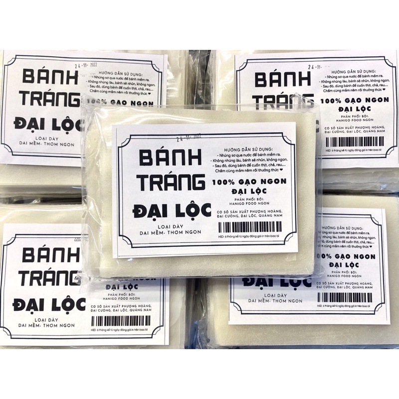 Bánh tráng Đại Lộc loại dày dai bịch 500G - Hanigo Food Đặc Sản Đà Nẵng Ngon