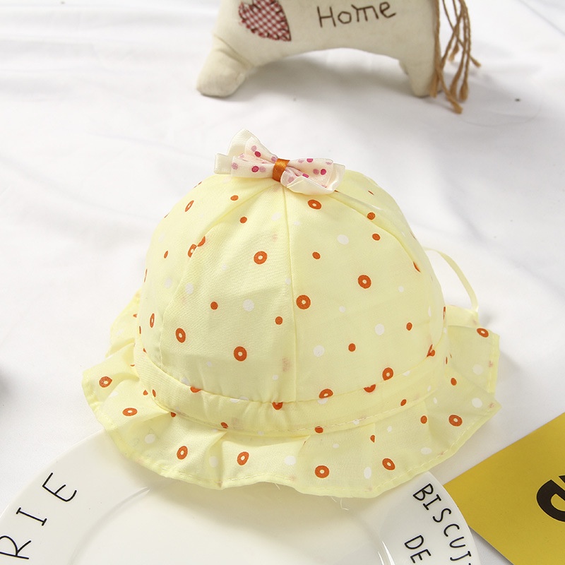 Nón Tai Bèo Vải Cotton Mềm Thoáng Khí Họa Tiết Chấm Bi Đính Nơ Dễ Thương Chống Tia UV Thời Trang Xuân Hè Cho Bé Sơ Sinh