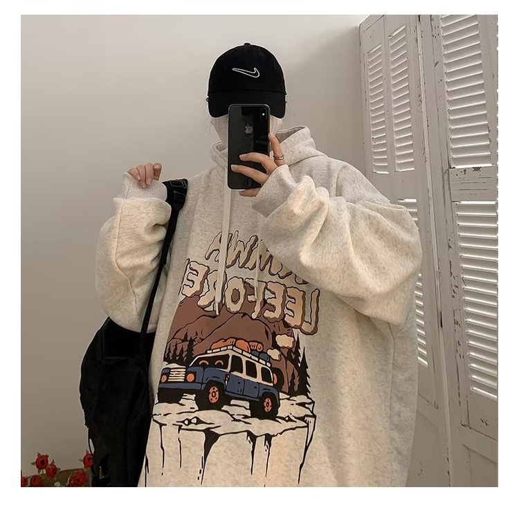 Áo Hoodie Dáng Rộng In Họa Tiết Hoạt Hình Giáng Sinh Màu Xanh Lá Thời Trang Thu Đông Cho Nam Và Nữ Size M-5XL
