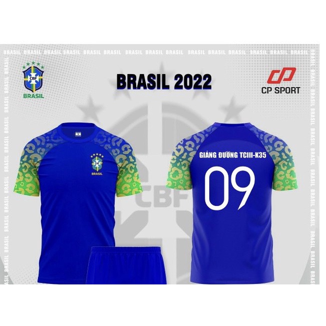 Áo đá bóng mẫu Brazil 2022 in theo yêu cầu đặt từ 5 áo trở lên