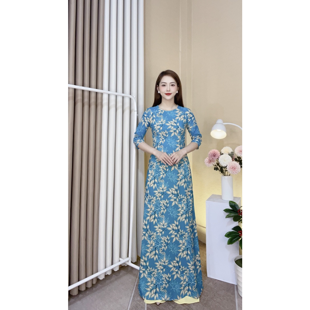 Áo dài in áo dài in 3d lụa lụa nhật, họa tiết độc lạ, không đụng hàng